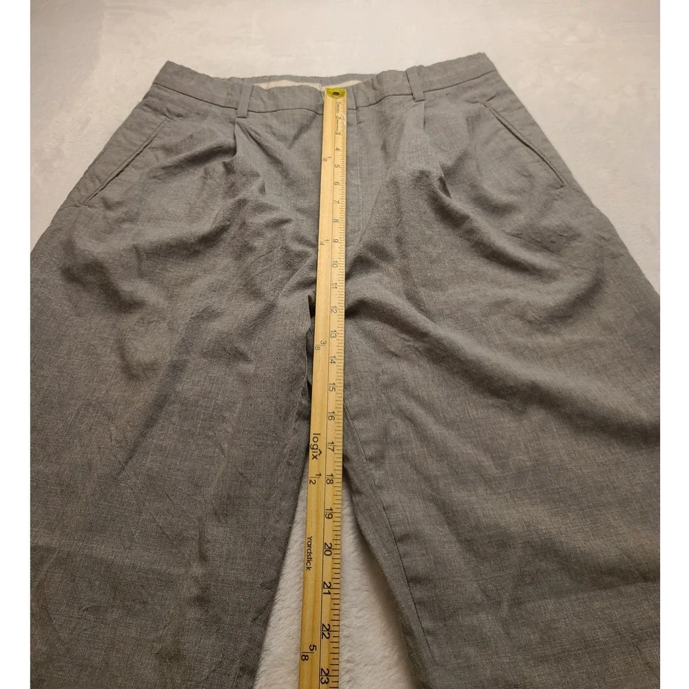 Men's Grey Pleated Wide Leg 34x29 Cuffed Dress Pants Trouser Zip Fly Welt pocket